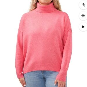 NWT Vince Camuto Pop Pink Ladies Turtleneck Sweater XXL